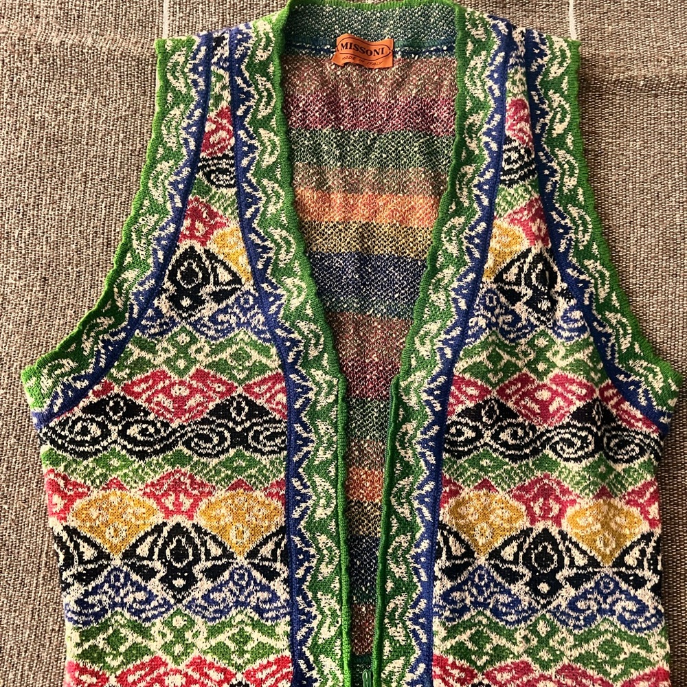 Missoni Multicolor Knit Top with Green and Pink